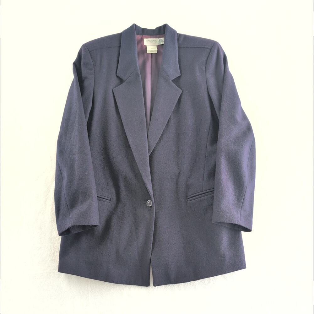 Vintage Haggar Tailored 100% Pure Wool Blazer Women's 12 Deep Plum